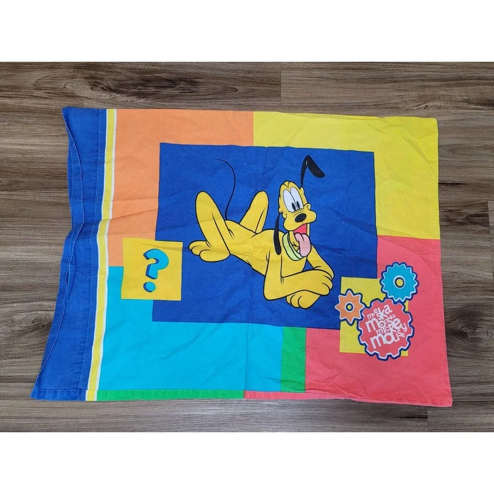 Vtg Disney Mickey Mouse Goofy Double-sided Pillowcase